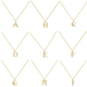 MISEFF S925 Sterling Silver Necklace A-Z Alphabet 18K Gold Plated Necklace for Women Initial Letter Necklaces Jewelry Gift