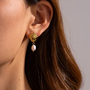 Bohemia Natural Freshwater Pearl Drop Earrings For Women Beach Shell Stainless Steel Waterproof Jewelry Gift