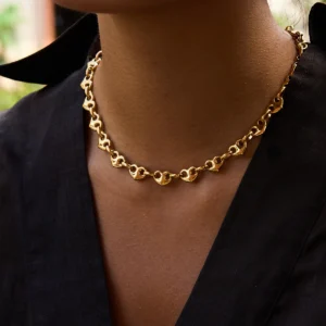 Uworld Simple Classic 18K Gold Color Plated Stainless Steel Heart-Shaped Buckle Necklace Stacked Circular Buckle Necklaces Diffe